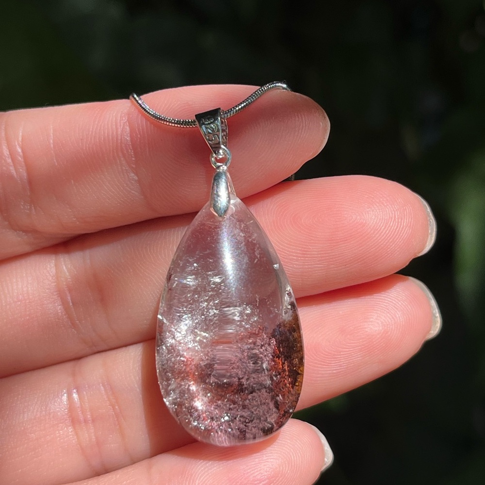 Sterling silver 925 stamped high quality purple garden Quartz pendant 1523